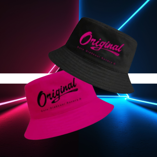 Black and Pink Solo Ravers Reversible Bucket Hat